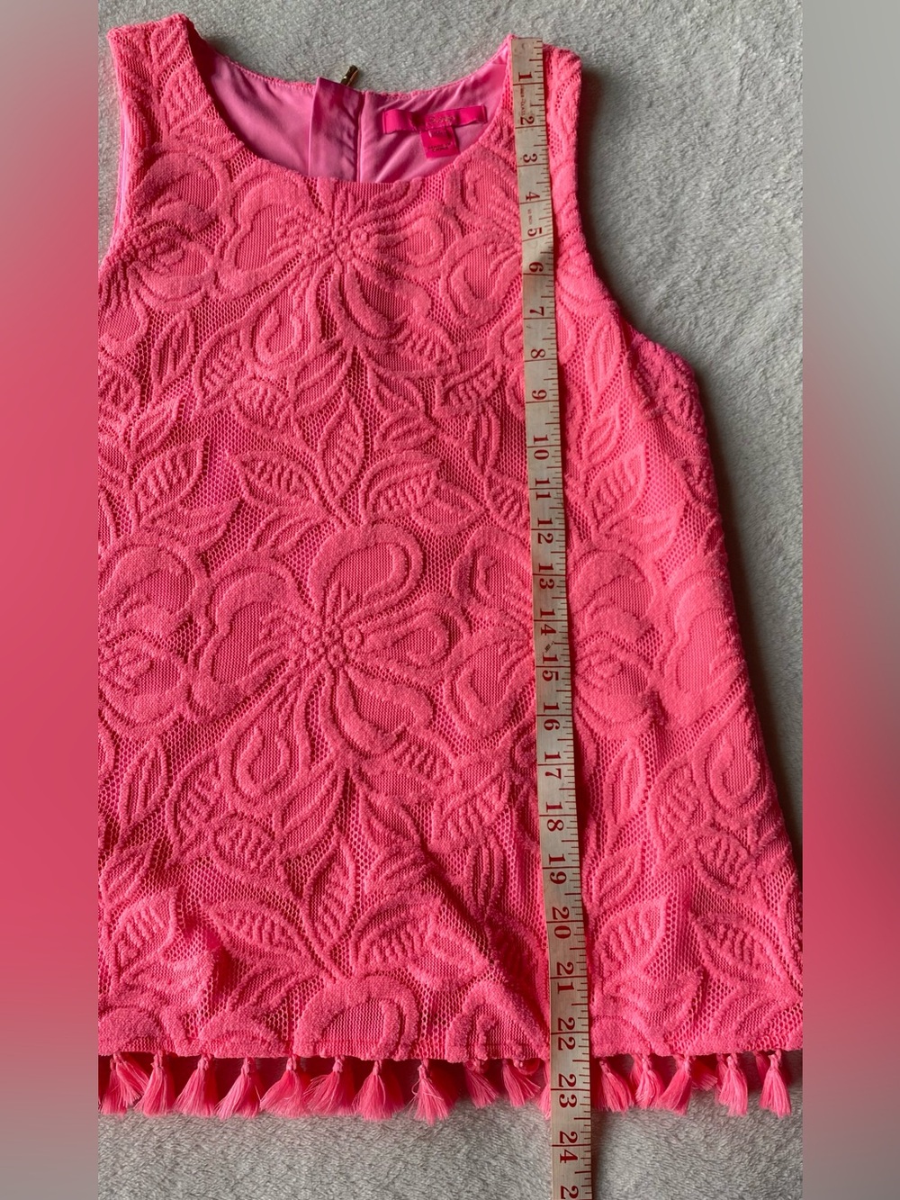 Lilly Pulitzer Maybelle Top Coral Wildflower Lace XS hot pink - Picture 15 of 16